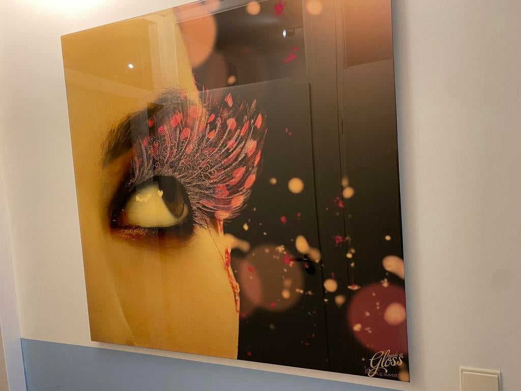 Oog met zeer aparte mooie kleuren, Huis en Inrichting, Woonaccessoires | Lijsten, Ophalen, Gebruikt, Overige materialen, 75 cm of meer