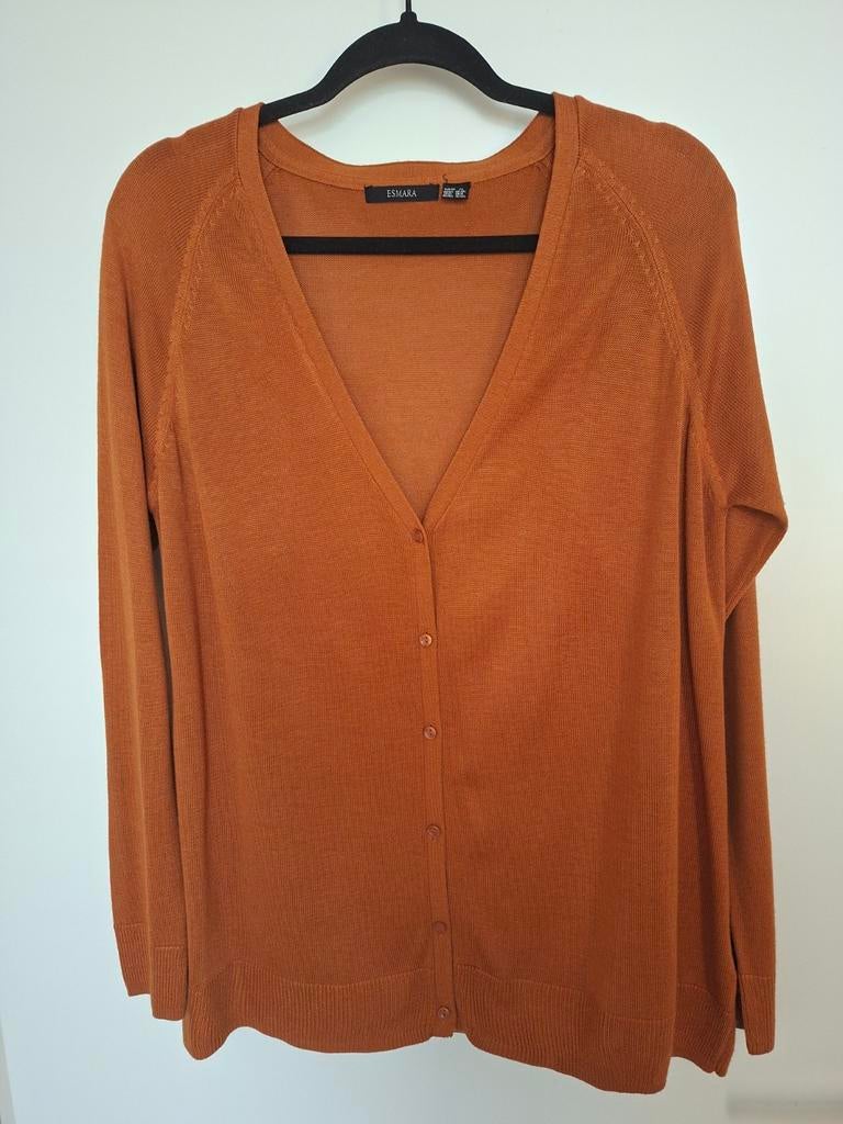 Esmara fijn gebreid damesvest maat 44/46 warm oranje, Maat 42/44 (L), Oranje, Zo goed als nieuw, Esmara