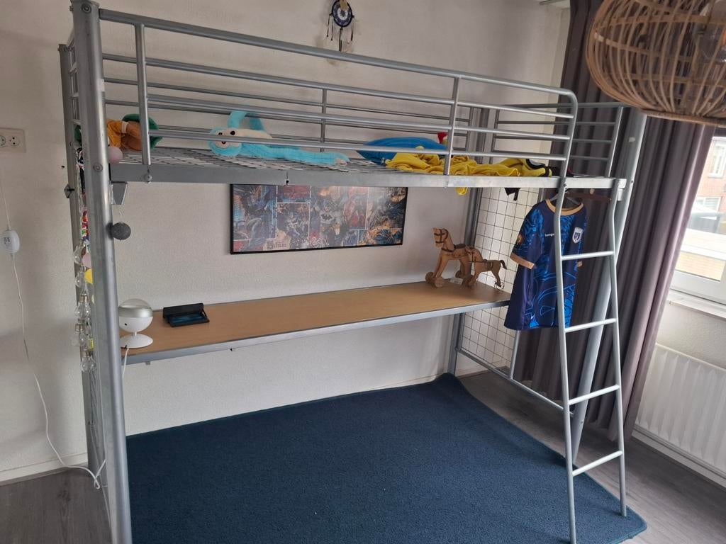 1-persoons hoogslaper met bureau, Ophalen of Verzenden, Hoogslaper