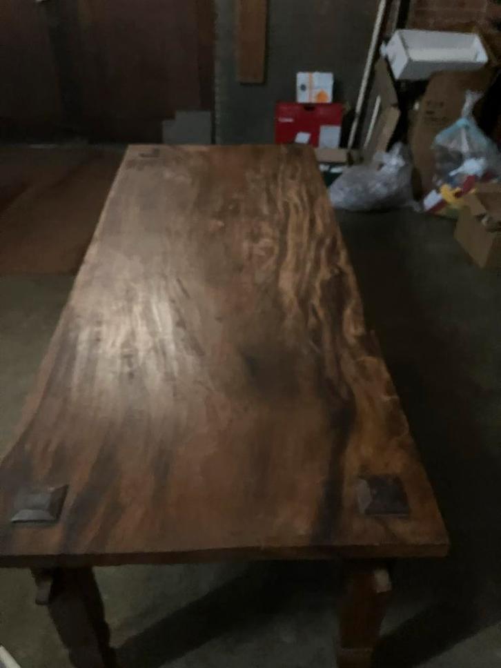 Teakhouten Tafel - Boerderij/Kasteel Stijl - 200x100cm, Huis en Inrichting, Tafels | Eettafels, Gebruikt, 50 tot 100 cm, 200 cm of meer