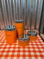 Vintage brabantia set voorraadblikken voorraadbussen oranje, Ophalen of Verzenden, Gebruikt, Overige merken