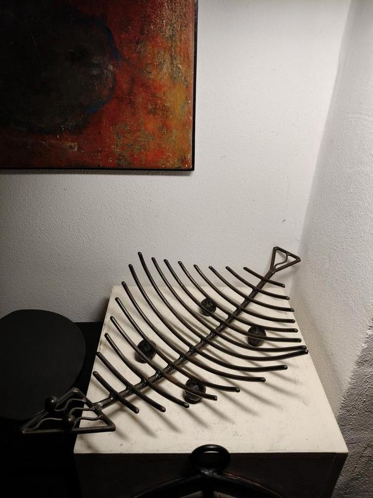 2848 Vintage Smeedijzeren Fruitschaal - Vis Sculptuur, Huis en Inrichting, Woonaccessoires | Overige, Ophalen of Verzenden