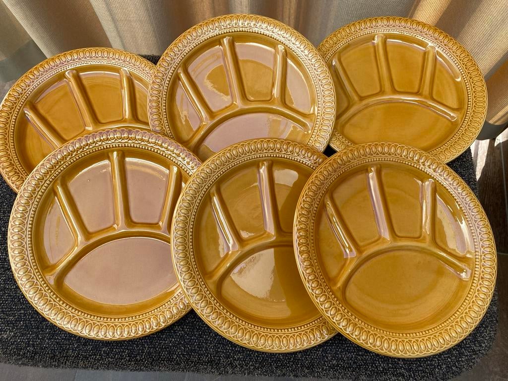 Vintage Borden / Fondue Borden, Set van 6, Gebruikt, Verzenden, Bord(en), Overige stijlen