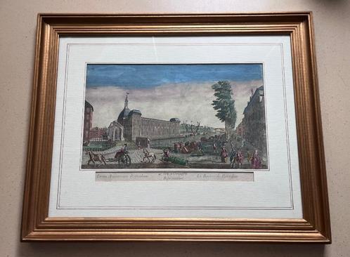 Lithografie 18e eeuwse Vue d'Optique - Rotterdam Beursgebouw, Antiek en Kunst, Kunst | Litho's en Zeefdrukken, Ophalen of Verzenden