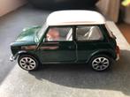 Mini Cooper Classic Burago 1:43 donkergroen met wit dakje, Ophalen of Verzenden, Zo goed als nieuw, Auto, Overige merken
