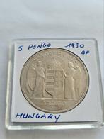 5 Pengo Admiraal Horthy 1930 Boedapest - BP(Hongarije), Ophalen of Verzenden, Hongarije, Losse munt, Zilver