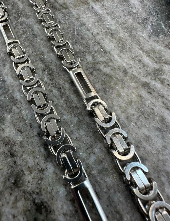 925 Zilveren platte koningsketting, Sieraden, Tassen en Uiterlijk, Kettingen, Zo goed als nieuw, Goud, Goud, Ophalen of Verzenden
