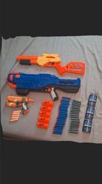 3 nerf pistolen met 43 pijltjes 5 shells en 3 mik oefeningen, Ophalen of Verzenden, Nieuw