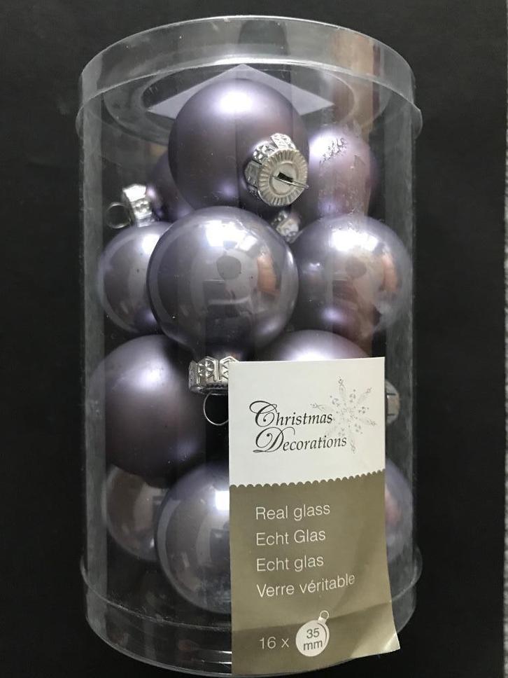 15 Lila mini kerstballen, Diversen, Kerst, Zo goed als nieuw, Ophalen of Verzenden