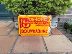Oud emaille reclame bordje de jong bouwmachines Hazerswoude, Ophalen of Verzenden, Gebruikt, Reclamebord