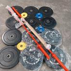 Olympische Bumper Plates Set + Nieuwe Olympische Barbells, Ophalen, Zo goed als nieuw