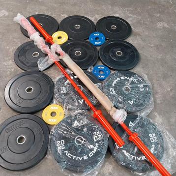 Olympische Bumper Plates Set + Nieuwe Olympische Barbells  beschikbaar voor biedingen