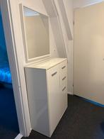 Hoogglans witte kast met spiegel, Huis en Inrichting, Kasten | Dressoirs, Overige materialen, Gebruikt, Met lade(s), 25 tot 50 cm