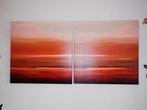 Sunset I & II, tweeluik schilderij v.Hans Paus elk 70x70x4cm, Antiek en Kunst, Kunst | Schilderijen | Abstract, Ophalen of Verzenden
