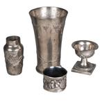 Jugendstil tin – Kayserzinn & Etain Français – 4‑delig 1900, Antiek en Kunst, Ophalen of Verzenden