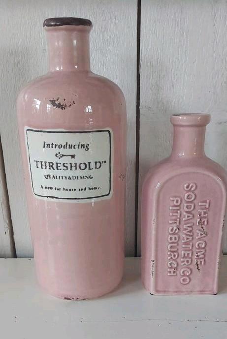 Retro roze vazen flessen woondecoratie roze Woonaccessoires, Huis en Inrichting, Woonaccessoires | Vazen, Zo goed als nieuw, Overige kleuren