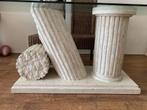 Eet tafel glas en fossiele steen, Huis en Inrichting, Tafels | Salontafels, Ophalen, 100 tot 150 cm, 50 tot 100 cm, Glas