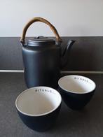 Rituals theepot met 2 theekopjes kleur mat zwart & creme/wit, Ophalen of Verzenden
