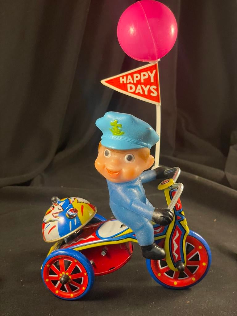 Vintage blikken speelgoed / politie / driewieler, Ophalen of Verzenden