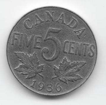 Canada 5 cents 1936 KM# 29 beschikbaar voor biedingen