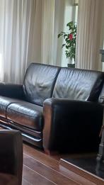 2- zitsbank echt leder donkerbruin Breed 200 cm., Ophalen, Kleinelaan 87, Zo goed als nieuw, Modern/klassiek