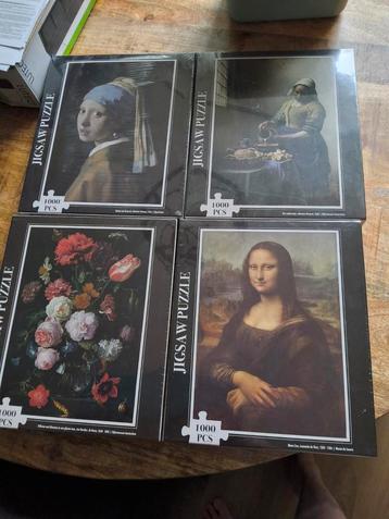 4 Nieuwe Puzzels jigsaw,  oude meesters mona lisa melkmeisje beschikbaar voor biedingen