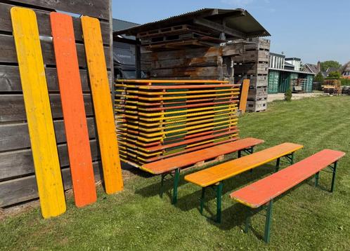 Bierbank tuinbank inklapbaar voor tuinfeest horeca evenement, Tuin en Terras, Picknicktafels, Gebruikt, Rechthoekig, Inklapbaar