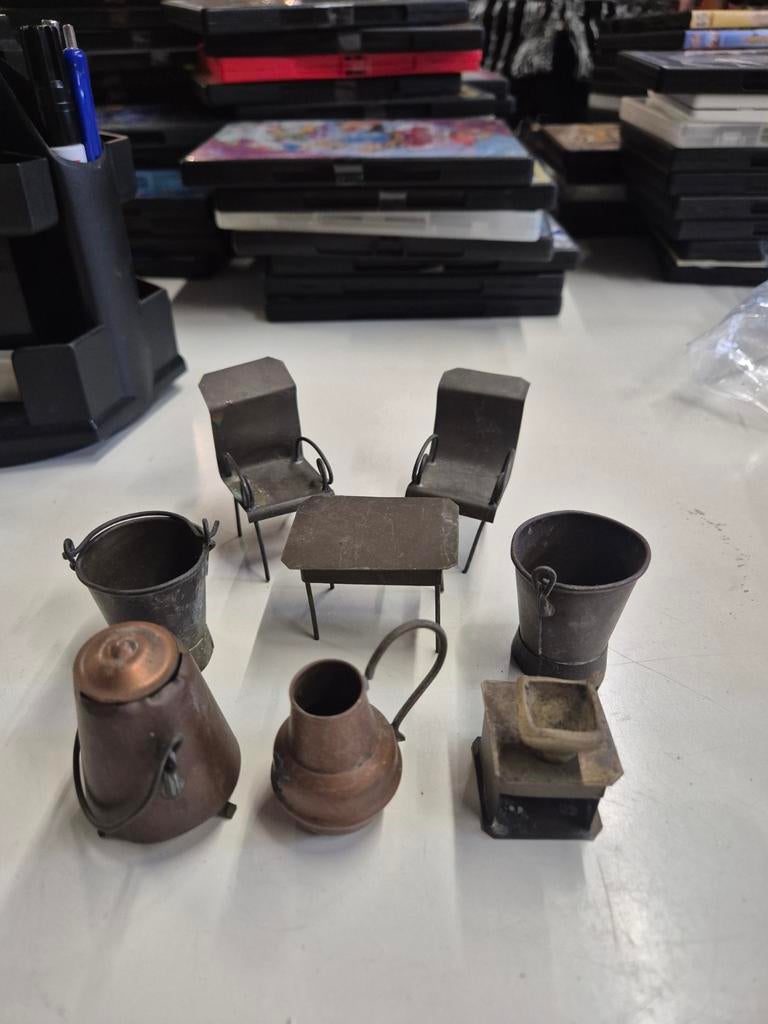 Prachtige Set Vintage Miniaturen – Koper & Tin – 8-delig, Ophalen of Verzenden