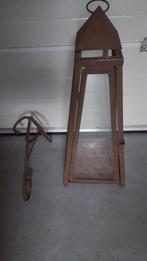 IJzeren hoeklantaarn met beugel - 80cm hoog, Ophalen, Gebruikt, Landelijk, Minder dan 100 cm