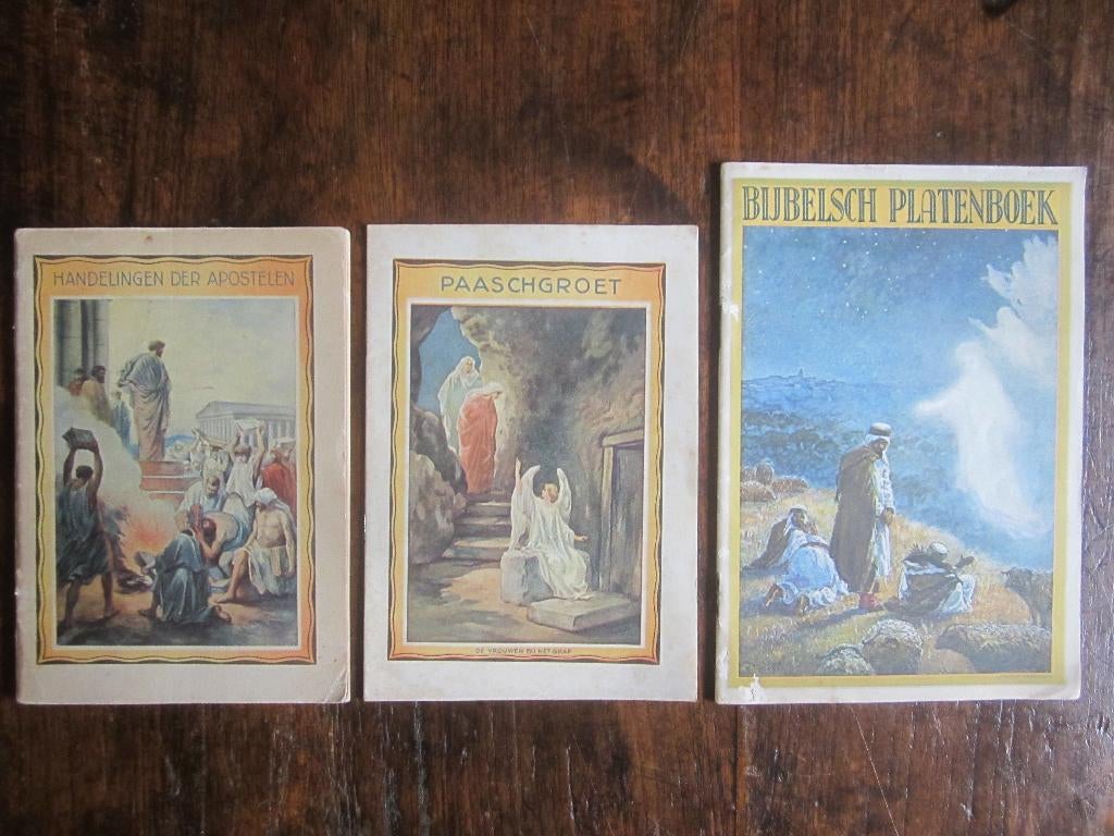 oude zondagsschoolboekjes Paaschgroet/Bijbelsch platenboek/, Ophalen of Verzenden