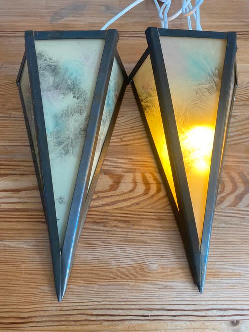 Amsterdamse school lampen 13 x 18 cm 50 euro per stuk, Huis en Inrichting, Lampen | Wandlampen, Zo goed als nieuw, Glas, Ophalen of Verzenden