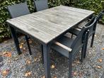 4 mooie zwarte tuinstoelen, Tuin en Terras, Ophalen, Zo goed als nieuw, Kunststof, Stapelbaar