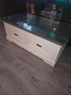 Salontafel met glasplaat en tafelzeil, Ophalen, 100 tot 150 cm, 50 tot 100 cm, Zo goed als nieuw