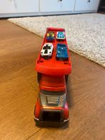 Hot wheels truck met schietfunctie en auto’s, Ophalen, Zo goed als nieuw