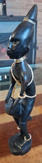 Afrikaans Houten Beeld - Warrior met Trommel, Antiek en Kunst, Ophalen of Verzenden