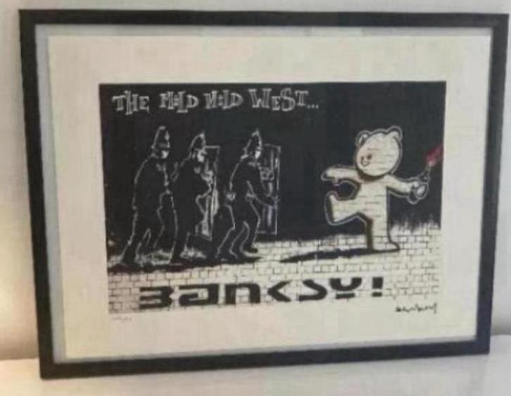 BANKSY : lithografie met certificaat, Antiek en Kunst, Kunst | Etsen en Gravures, Ophalen of Verzenden