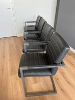 4 Eetkamerstoelen - Haco Wonen - Antracietgrijs leer & metaa, Huis en Inrichting, Ophalen, Gebruikt, Leer, Vijf, Zes of meer stoelen
