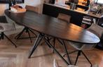 Eettafel, ovaal, zwart massief eiken, Huis en Inrichting, Tafels | Salontafels, 100 tot 150 cm, Eikenhout, 200 cm of meer, Ophalen of Verzenden