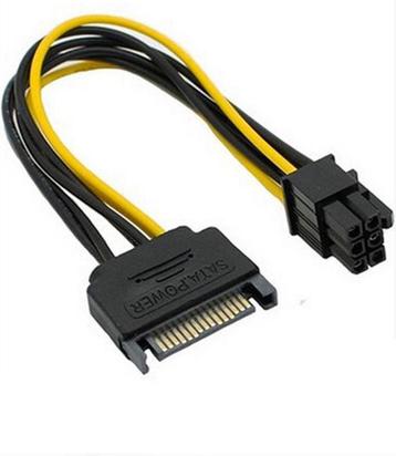 SATA Power kabel – 15 Pin naar 6 Pin – PCI Express PCI-E Con