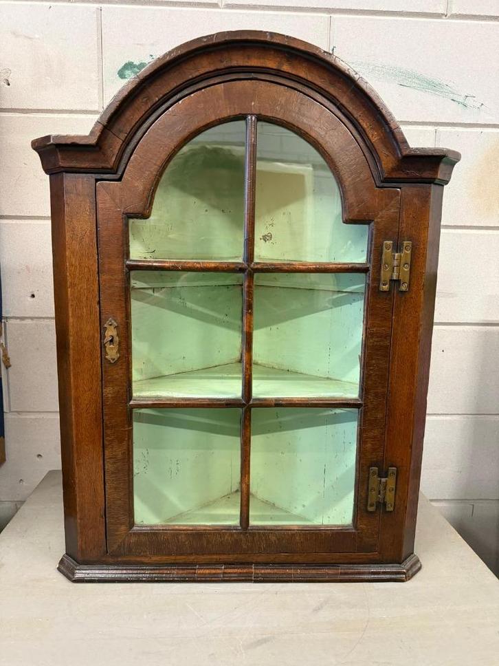 Antiek Engels eiken hangend hoekkastje, ca. 1880-1900, Antiek en Kunst, Antiek | Meubels | Kasten, Ophalen