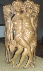 Bronzen  vaas/planthouder met faun en nimfen, Ophalen of Verzenden