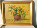 Zonnebloemen in vaas - Schilderij A. Koning, Ophalen of Verzenden