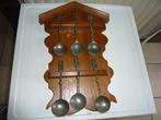 oud houten bord met 6 decoratie tinnen lepels, Ophalen of Verzenden