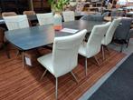 6 Nieuwe LEREN stoelen, Creme/Wit met RVS poot, Aline Habufa, Ophalen, Wit, Nieuw, Metaal