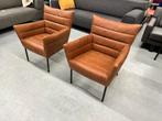 2 Nieuw Label Cocoon Fauteuils bruin leer Design stoel, Huis en Inrichting, Fauteuils, Label van den berg, Nieuw, Ophalen of Verzenden