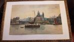 W.A. Knip (1883-1967) aquarel stadsgezicht Amsterdam., Ophalen