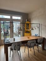 Grote gezellig Eettafel met stang en lampen, Gebruikt, 200 cm of meer, Vijf personen of meer, Rechthoekig