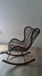 Rotan Schommelstoel (optie: Schapenvacht), Ophalen, Bruin, Vintage, Riet of Rotan