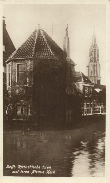 Delft, Rietveldsche toren met toren Nieuwe Kerk - 1928 gelop beschikbaar voor biedingen