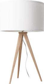 Tripod tafellamp hout - Zuiver - wit, Ophalen of Verzenden, Zo goed als nieuw, Wit, Rond